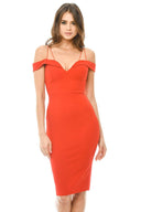 Red Bodycon with Strappy Detail Dress