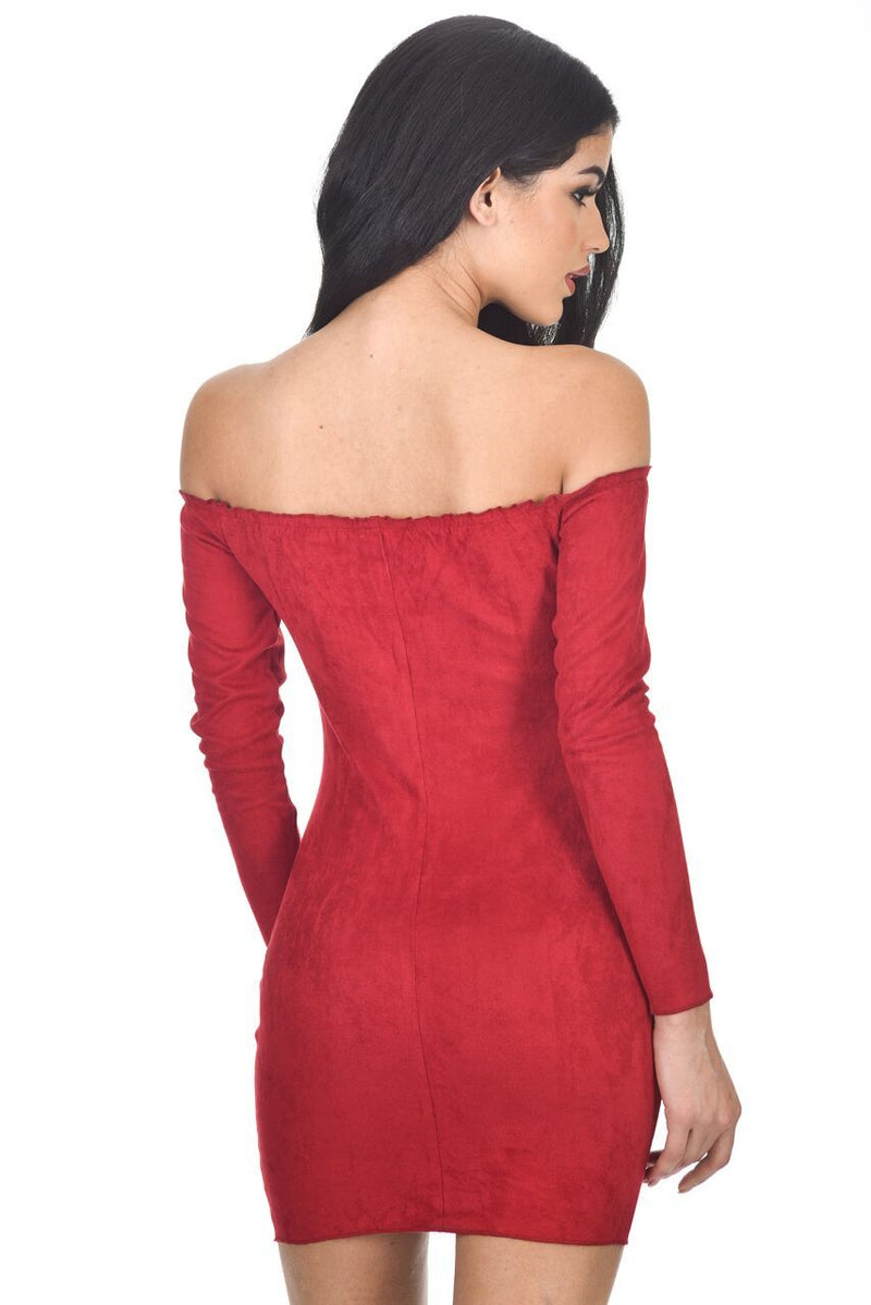 Red suede Bodycon dress