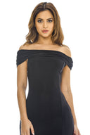 Black Off The Shoulder   Slinky Maxi Dress