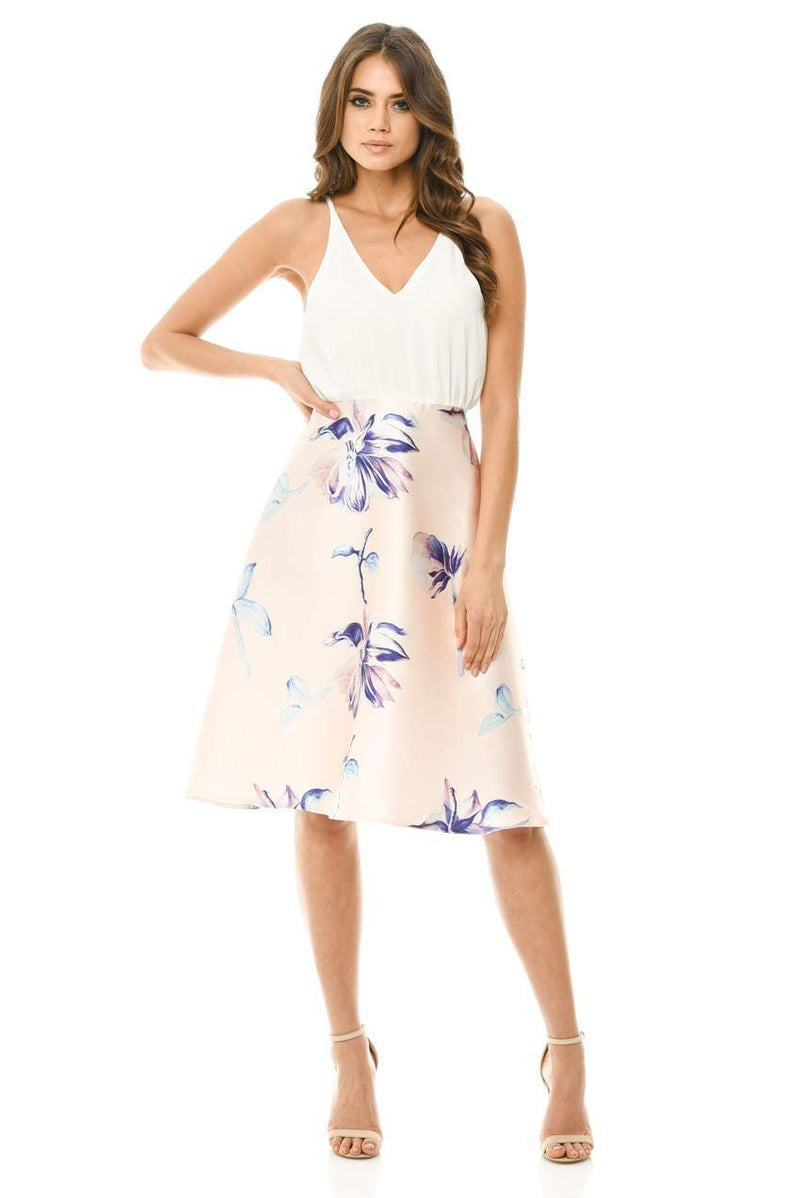 Pink 2 in 1 Printed Skirt Midi Dress