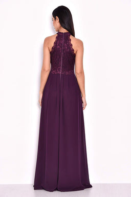 Plum Maxi Dress With Lace Detail