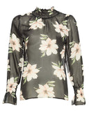 High Neck Floral Chiffon Top