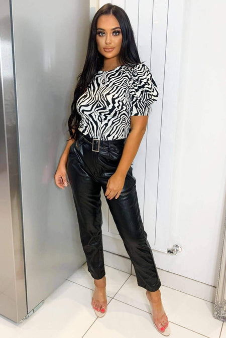 Zebra Printed Puff Sleeve Bodysuit